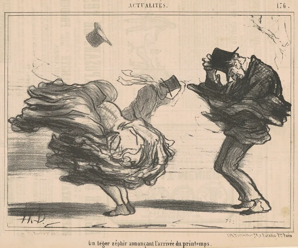 Un léger zéphir annoncant l'arrivée du printemps, by Honoré Daumier, ink, 1855