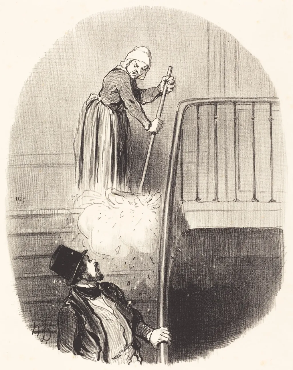 Un Locataire qui a eu un oubli le 1er janvier, by Honoré Daumier, ink, 1847