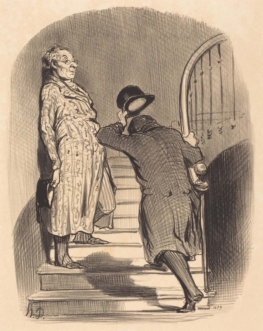 Un Locataire qui paie exactement son terme, by Honoré Daumier, ink, 1847
