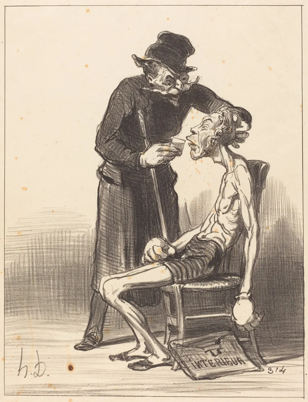 Un Lutteur malheureux, by Honoré Daumier, ink, 1851