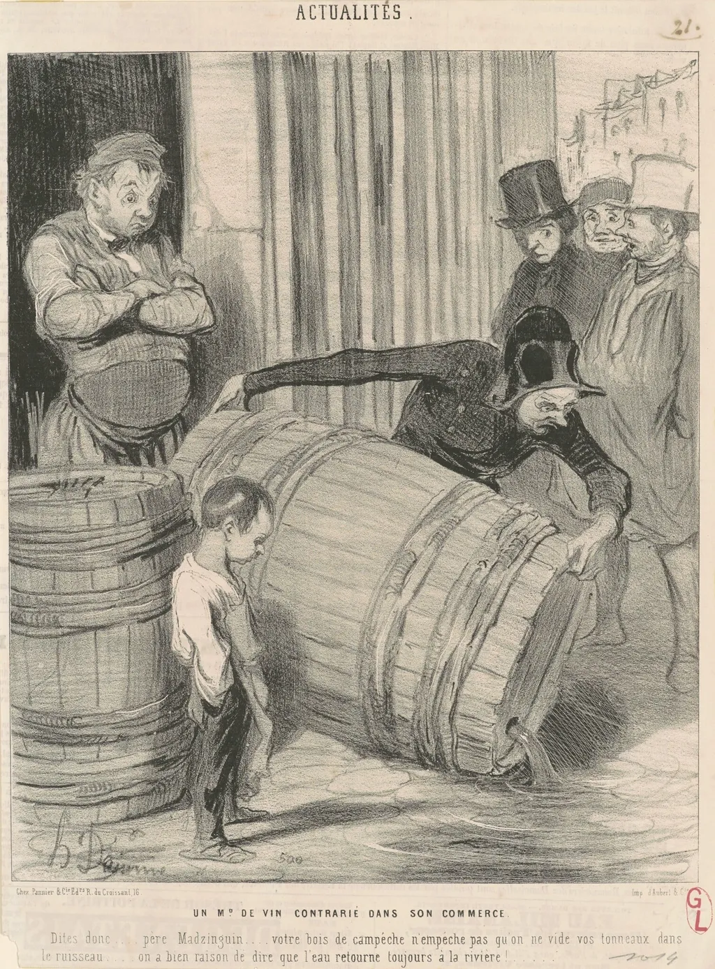 Un marchand de vin contrarié dans son commerce, by Honoré Daumier, ink, 1843