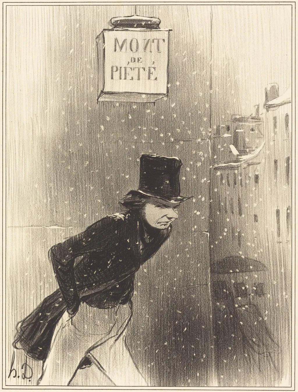 Un Monsieur au dessous de ses affaires, by Honoré Daumier, ink, 1841
