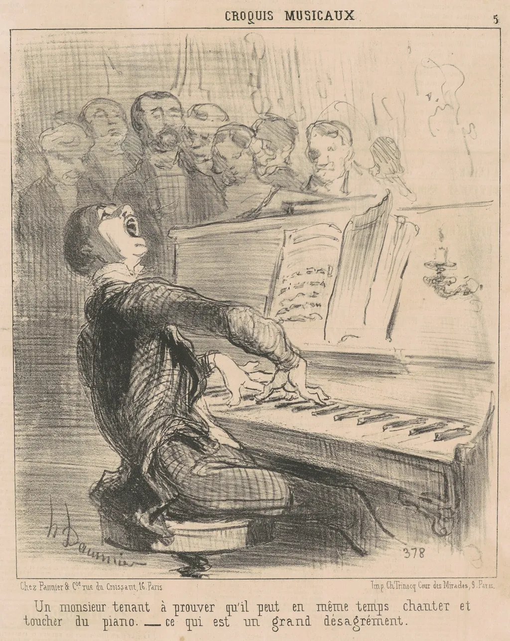 Un monsieur tenant a prouver qu'il peut ..., by Honoré Daumier, ink, 1852