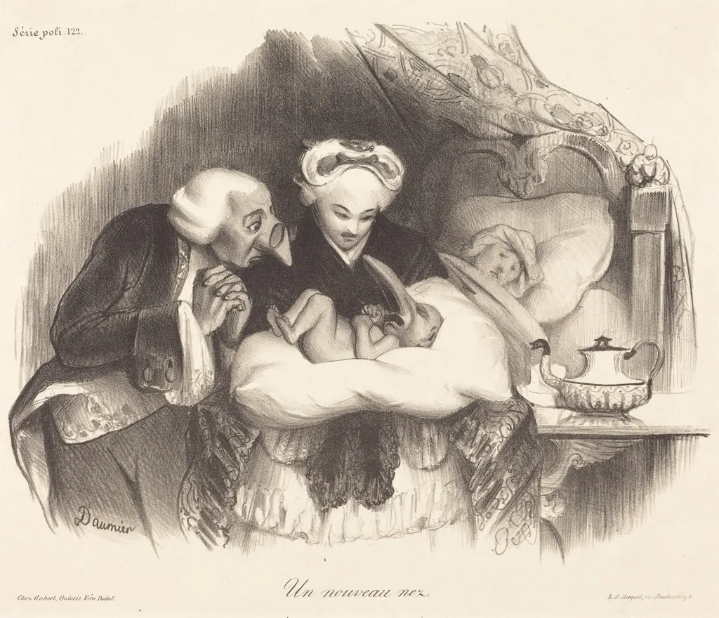 Un nouveau nez, by Honoré Daumier, ink, 1833