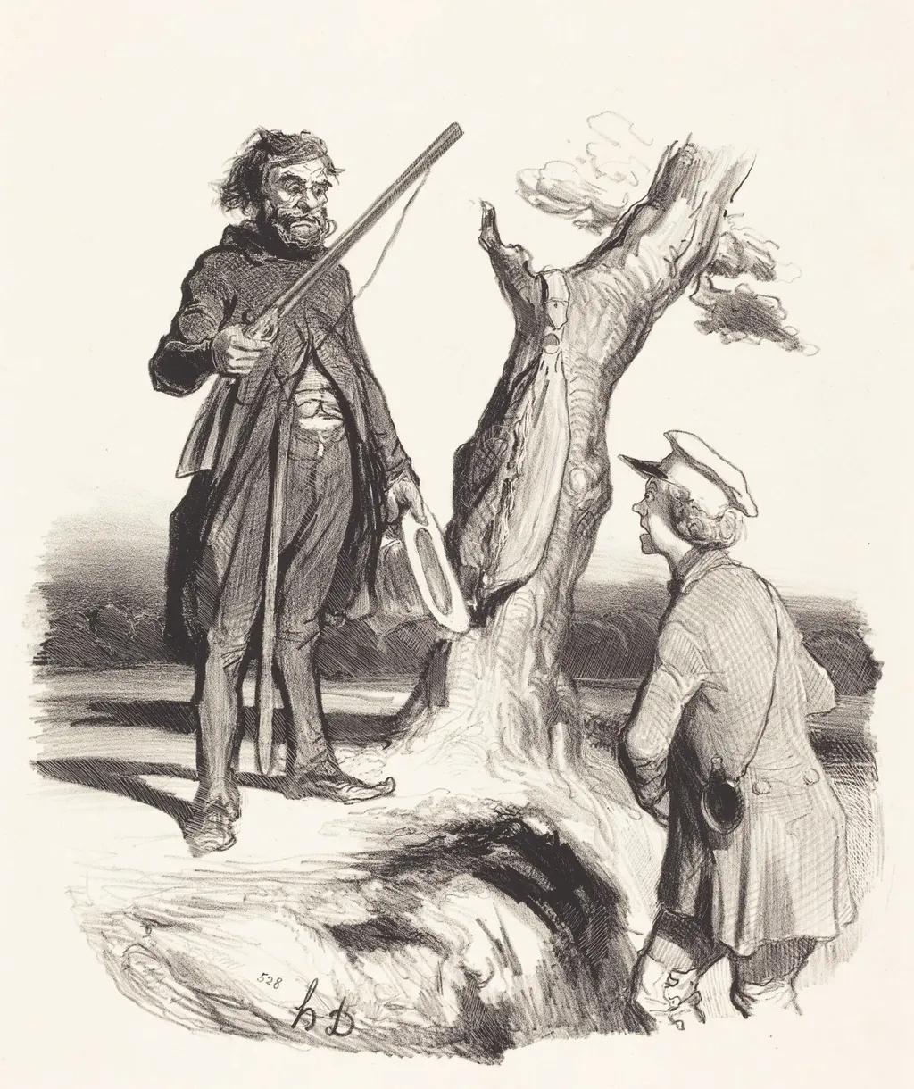 Un Pauvre père de famille qui..., by Honoré Daumier, ink, 1843
