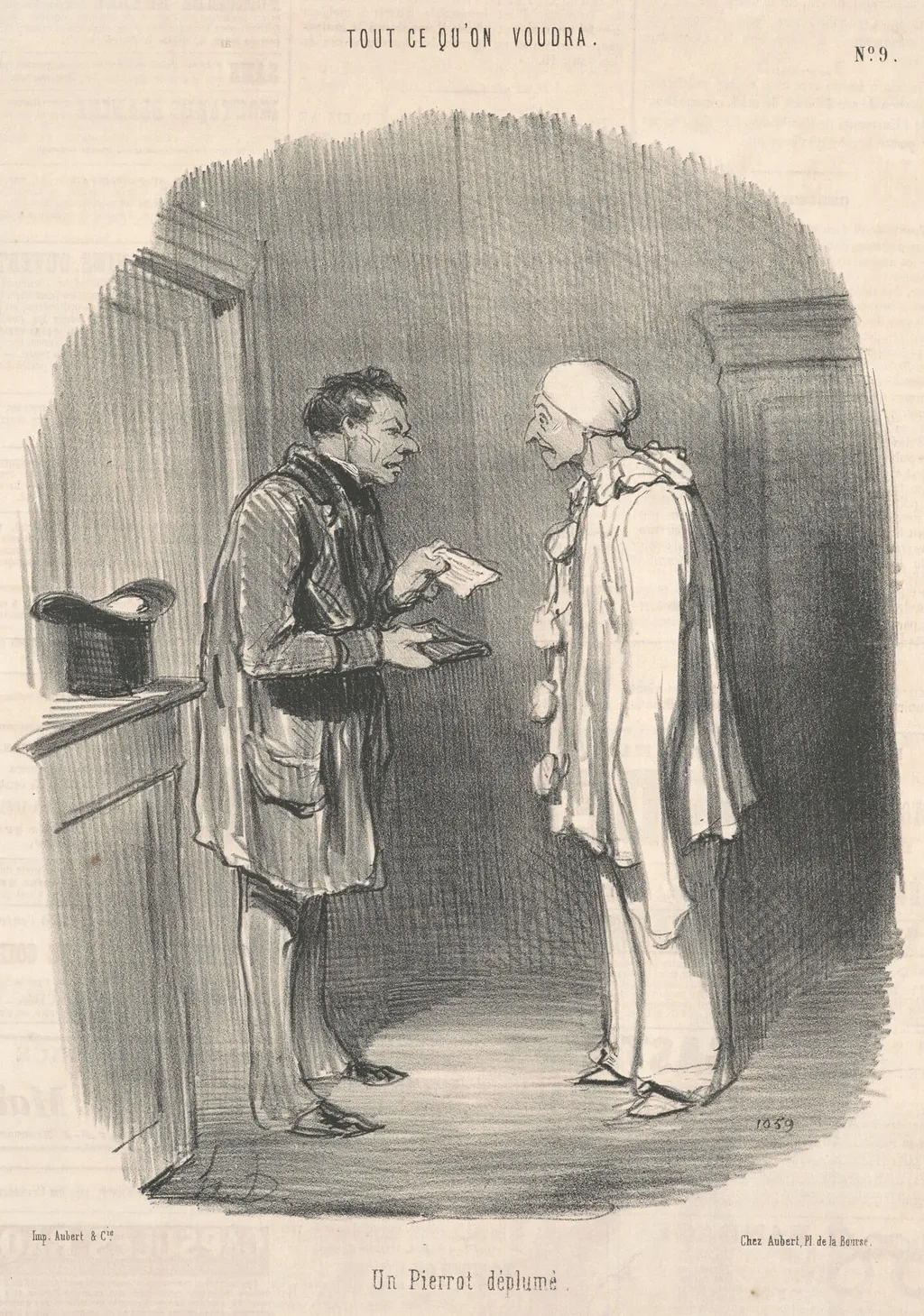 Un pierrot déplumé, by Honoré Daumier, ink, 1847