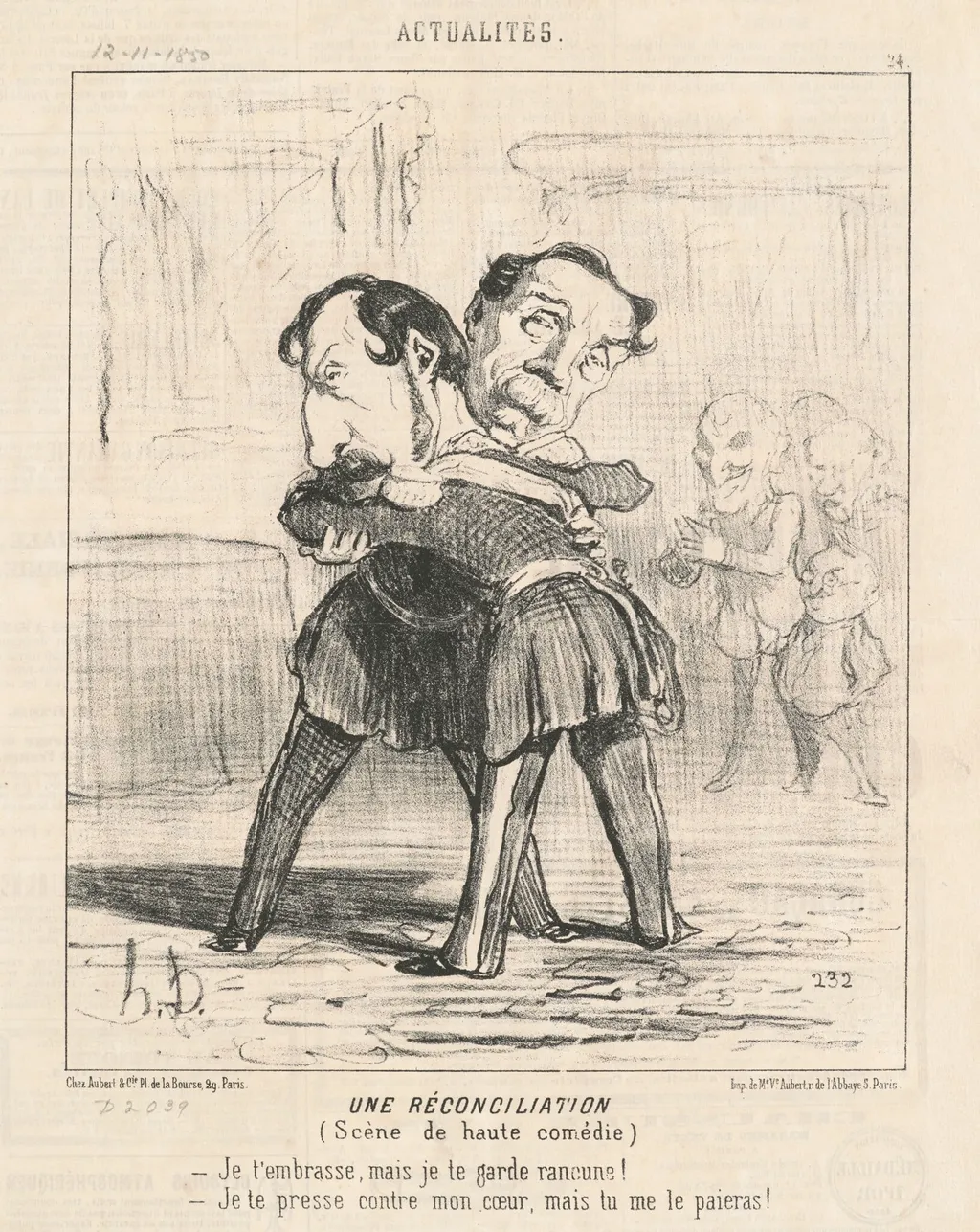 Un réconciliation, scène de haute comédie ..., by Honoré Daumier, ink, 1850