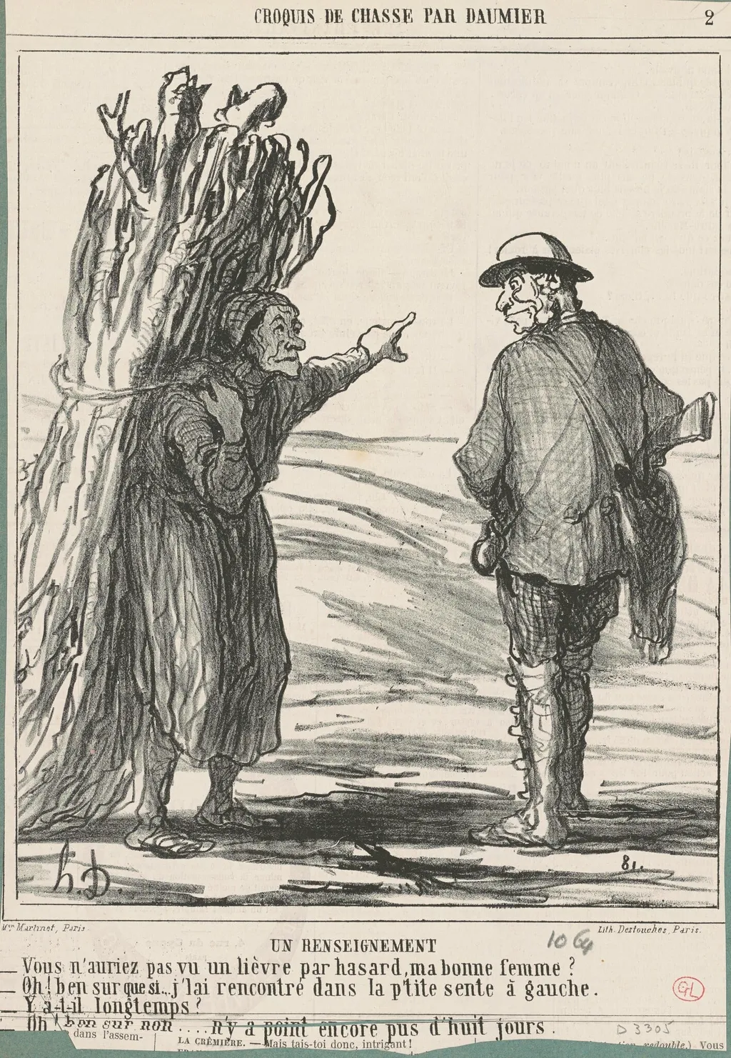 Un renseignement, by Honoré Daumier, ink, 1864