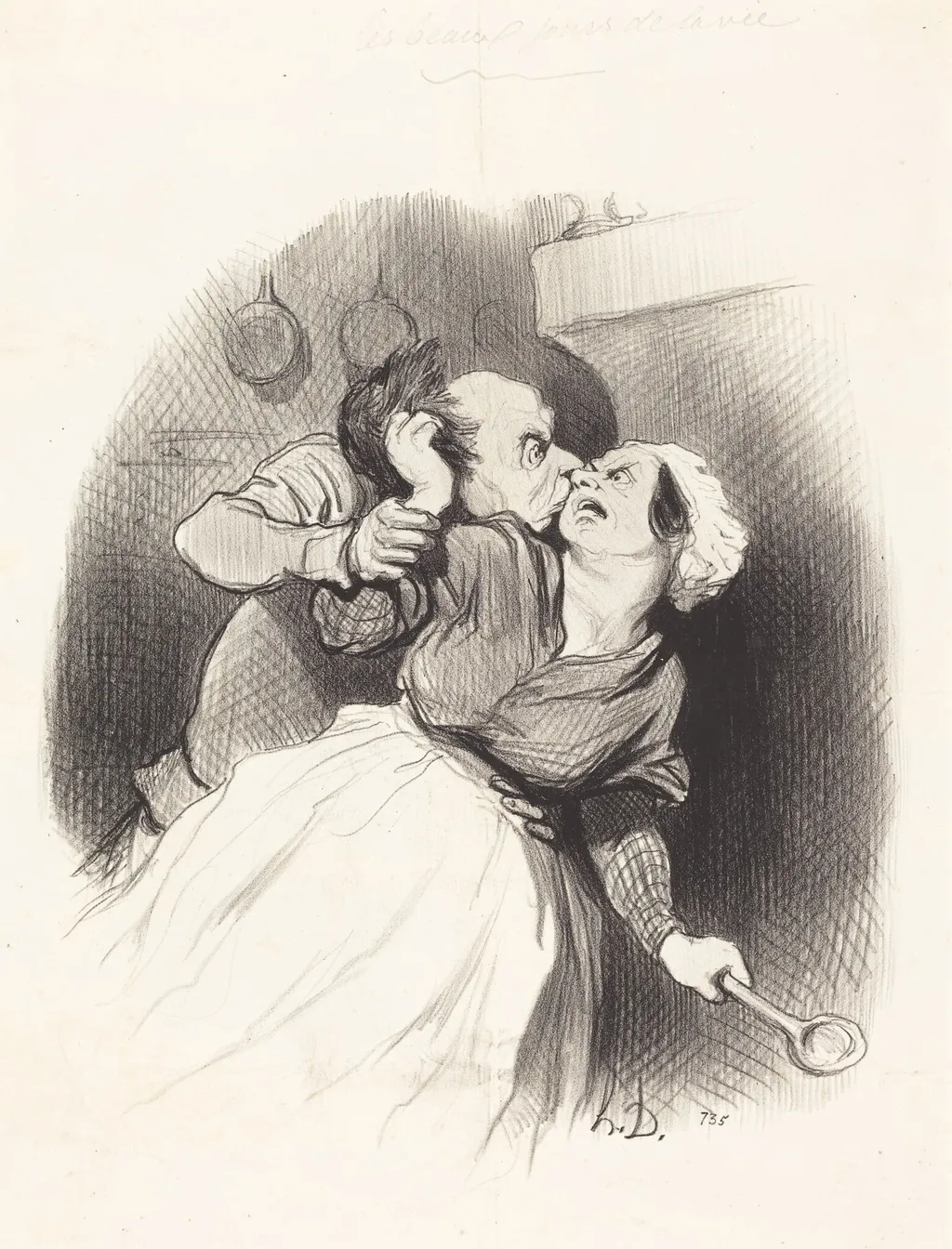 Un Retour de jeunesse, by Honoré Daumier, ink, 1845