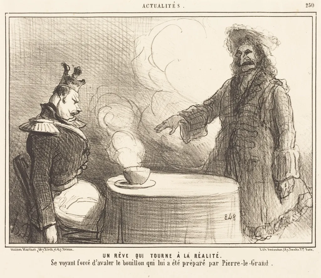Un rêve qui tourne a la réalité, by Honoré Daumier, ink, 1855