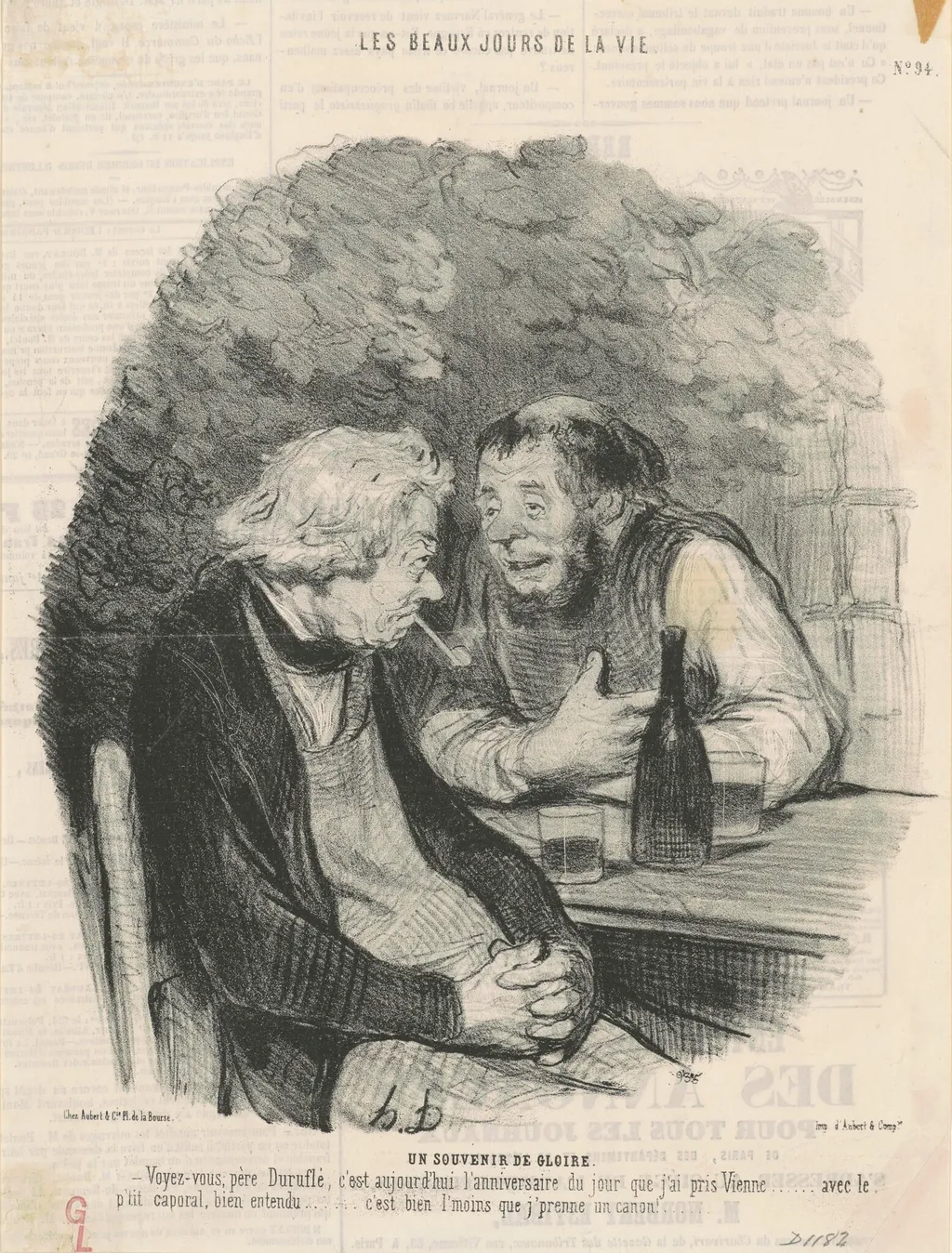 Un souvenir de gloire, by Honoré Daumier, ink, 1846