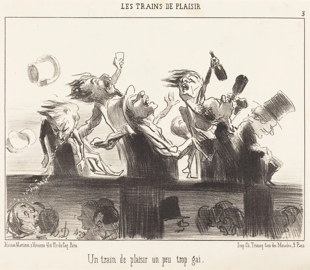 Un Train de plaisir un peu trop gai, by Honoré Daumier, ink, 1852
