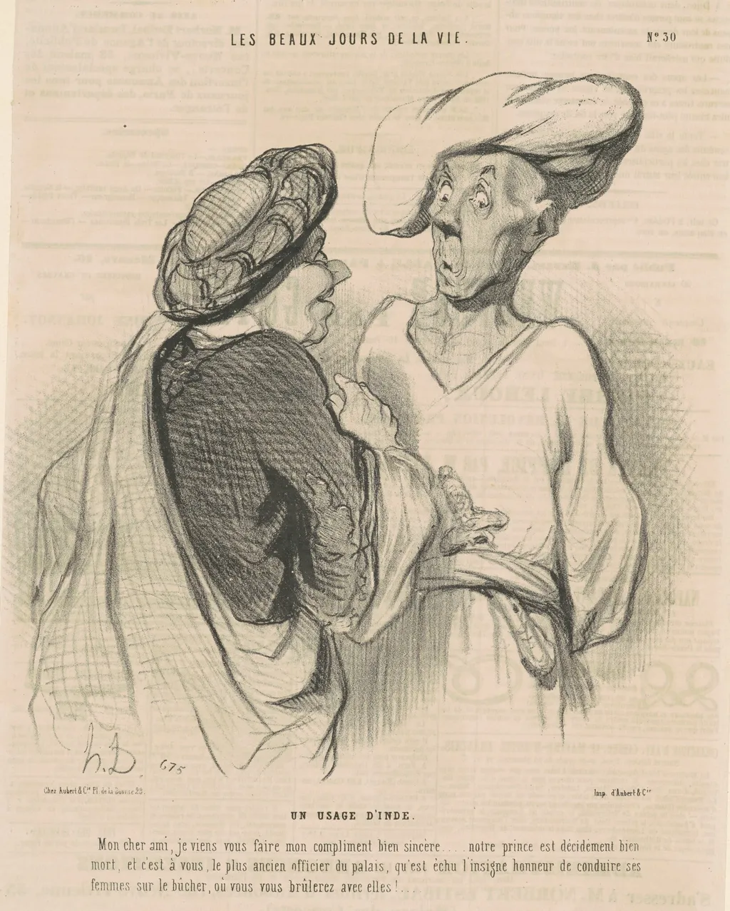 Un usage d'Inde, by Honoré Daumier, ink, 1844