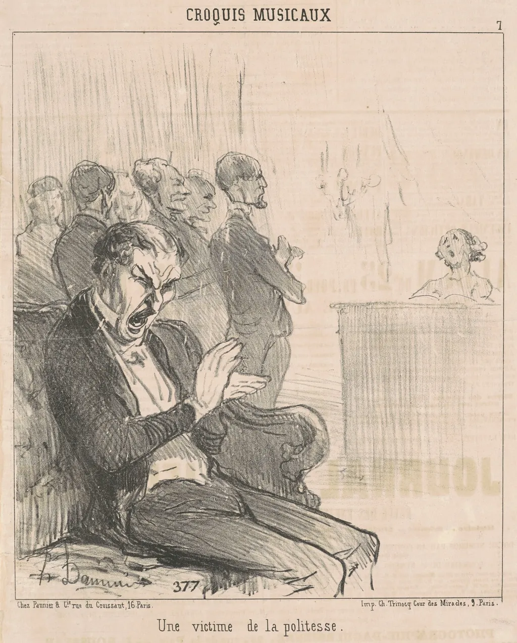 Un victime de la politesse, by Honoré Daumier, ink, 1852