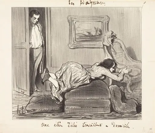 Une élè...zélée travaillant a domicile, by Honoré Daumier