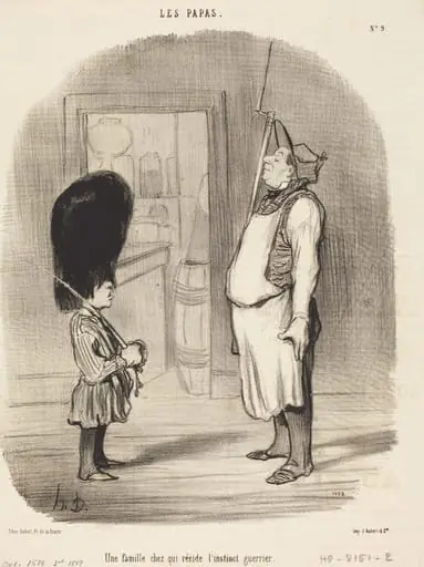 Une Famille chez qui réside l'instinct guerrier, by Honoré Daumier