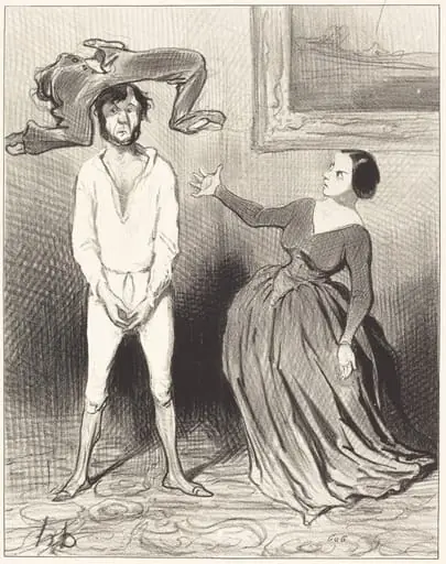 Une Femme comme moi... remettre un bouton?..., by Honoré Daumier