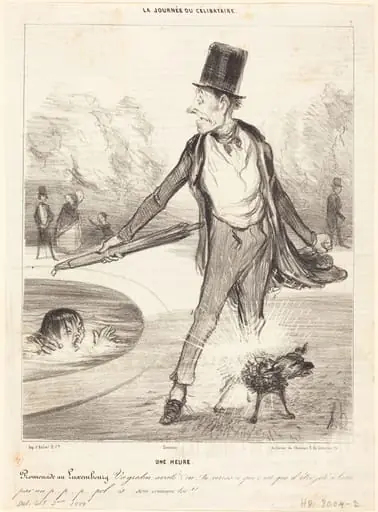 Une heure - Promenade au Luxembourg, by Honoré Daumier