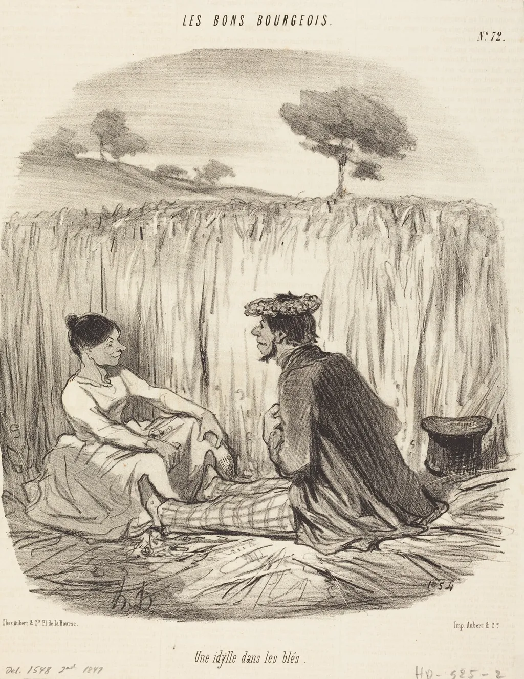 Une Idylle dans les blés, by Honoré Daumier, ink, 1847