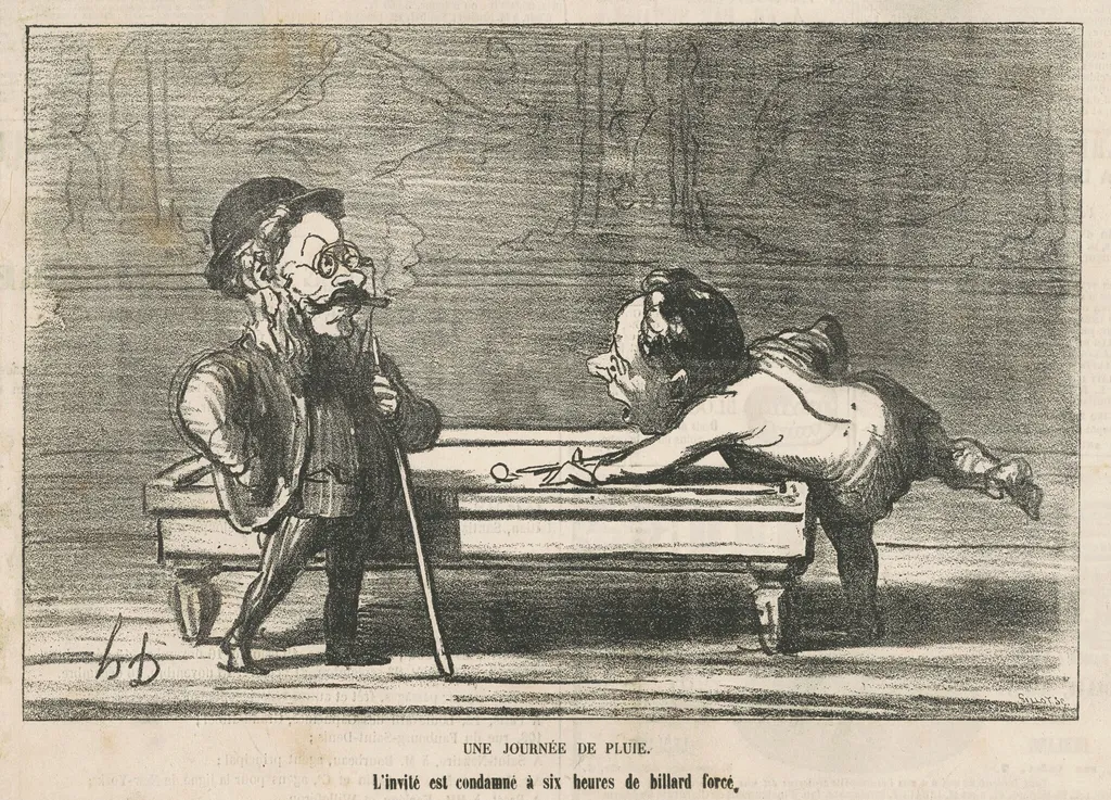 Une journée de pluie, by Honoré Daumier, ink, 1865