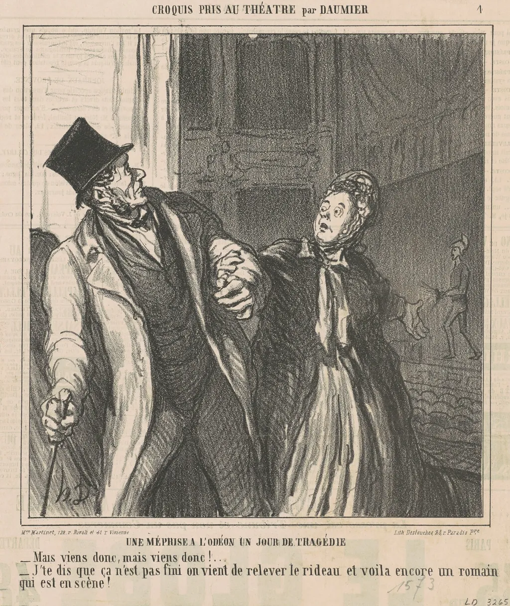 Une méprise a l'odéon ..., by Honoré Daumier, ink, 1864