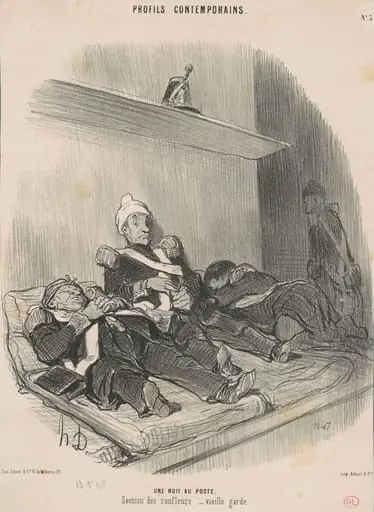 Une nuit au poste, by Honoré Daumier