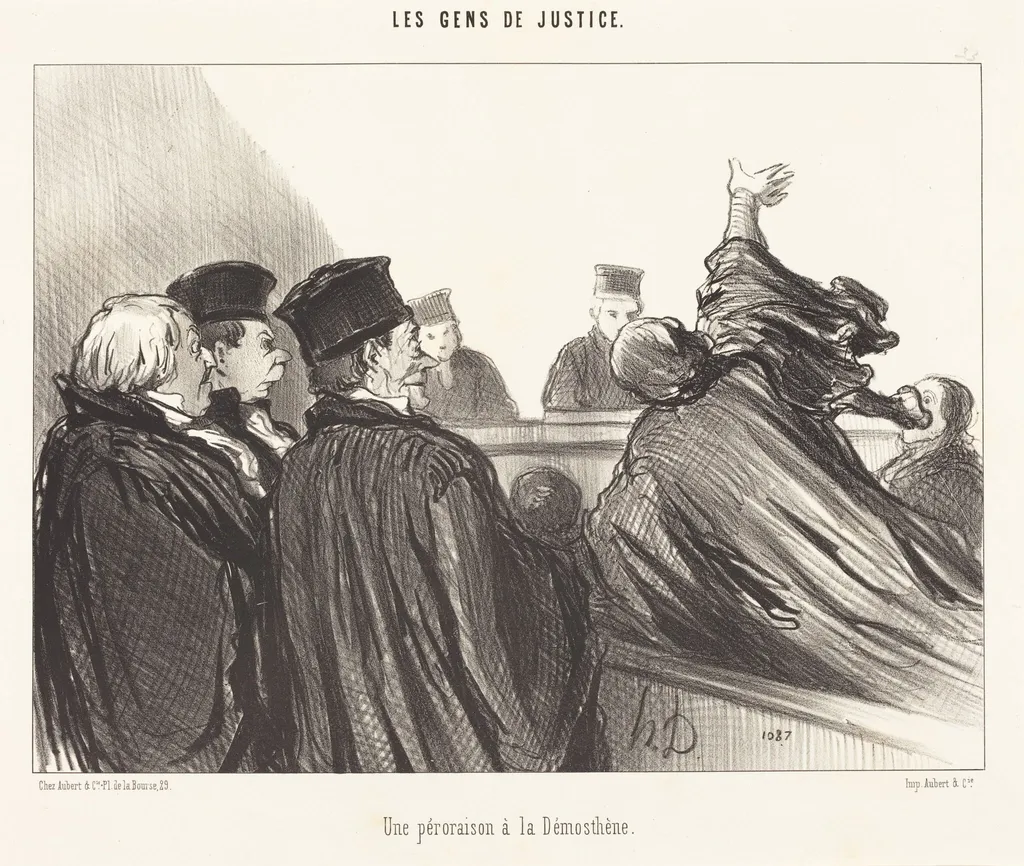 Une Péroraison a la Démosthène, by Honoré Daumier, ink, 1847