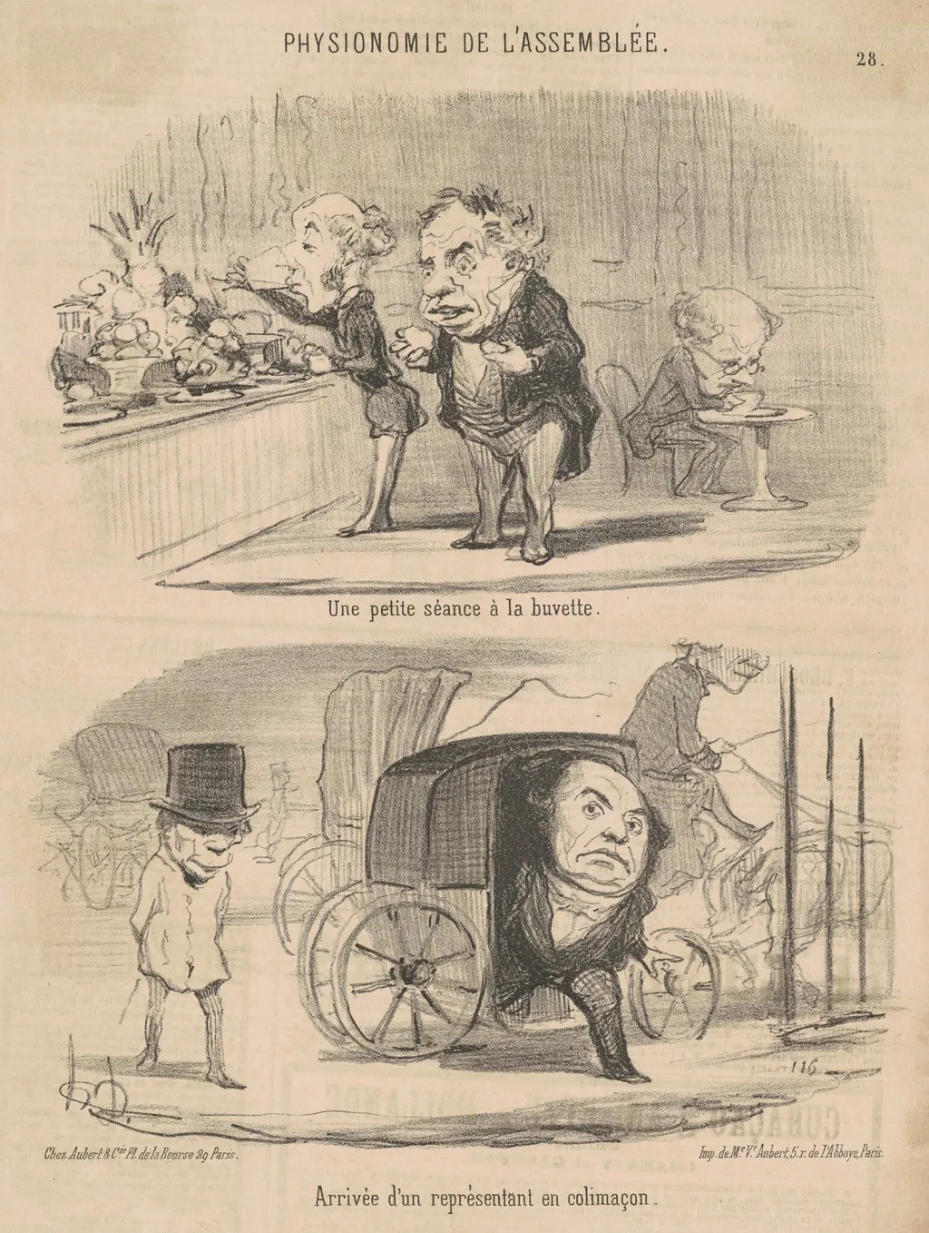 Une petite séance a la buvette, by Honoré Daumier, ink, 1850