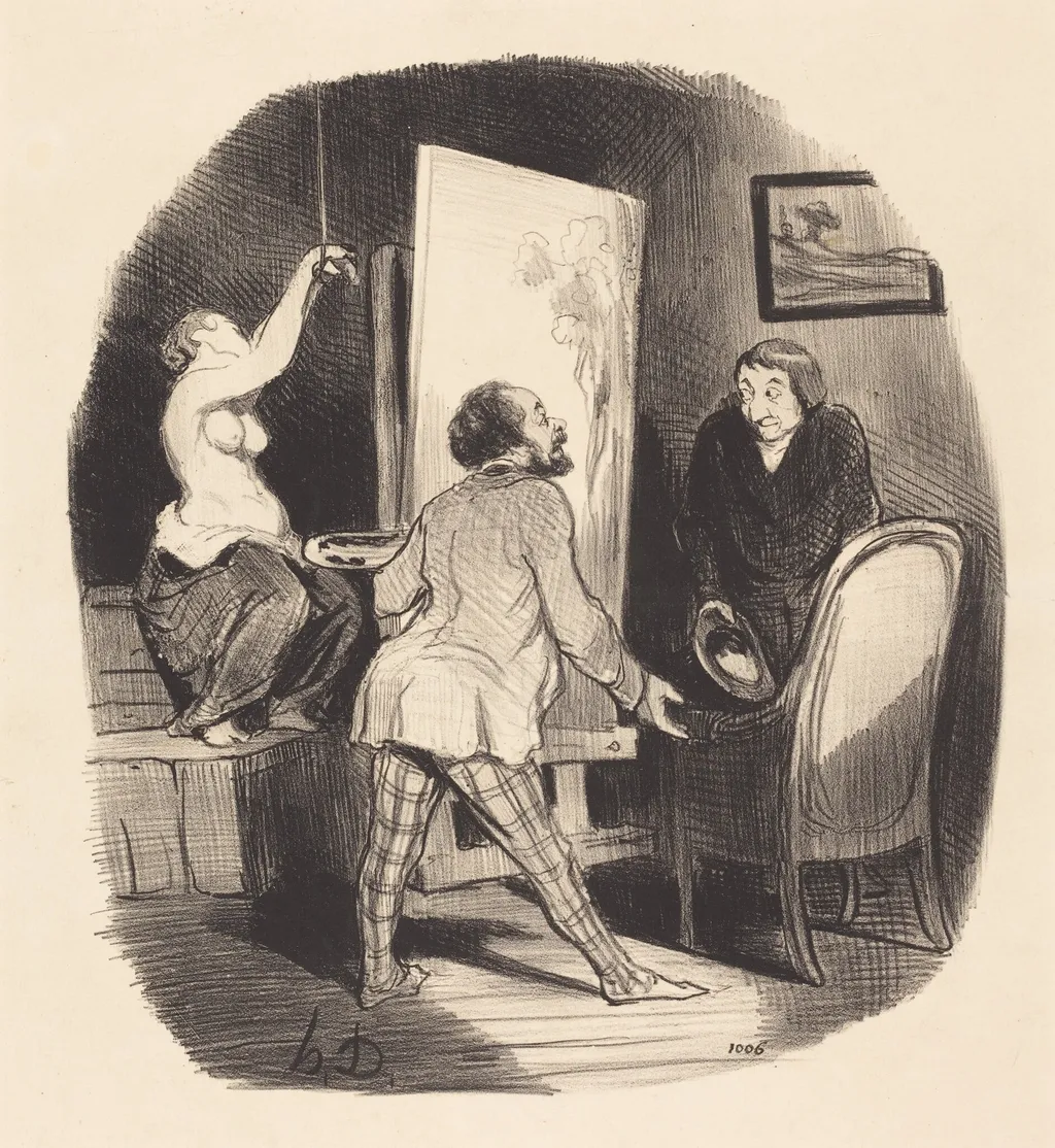 Une Position difficile, by Honoré Daumier, ink, 1847