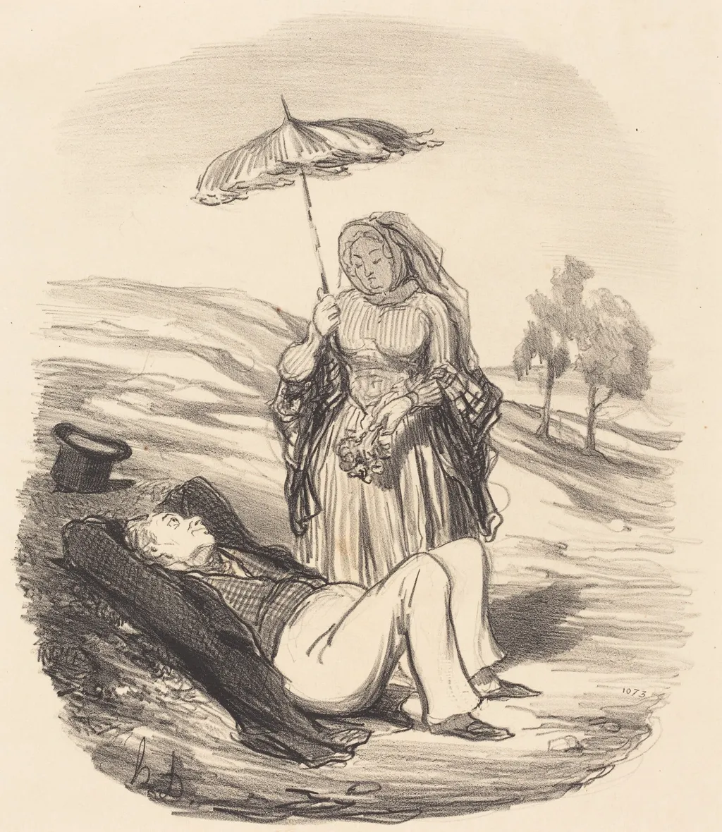 Une Promenade conjugale, by Honoré Daumier, ink, 1852