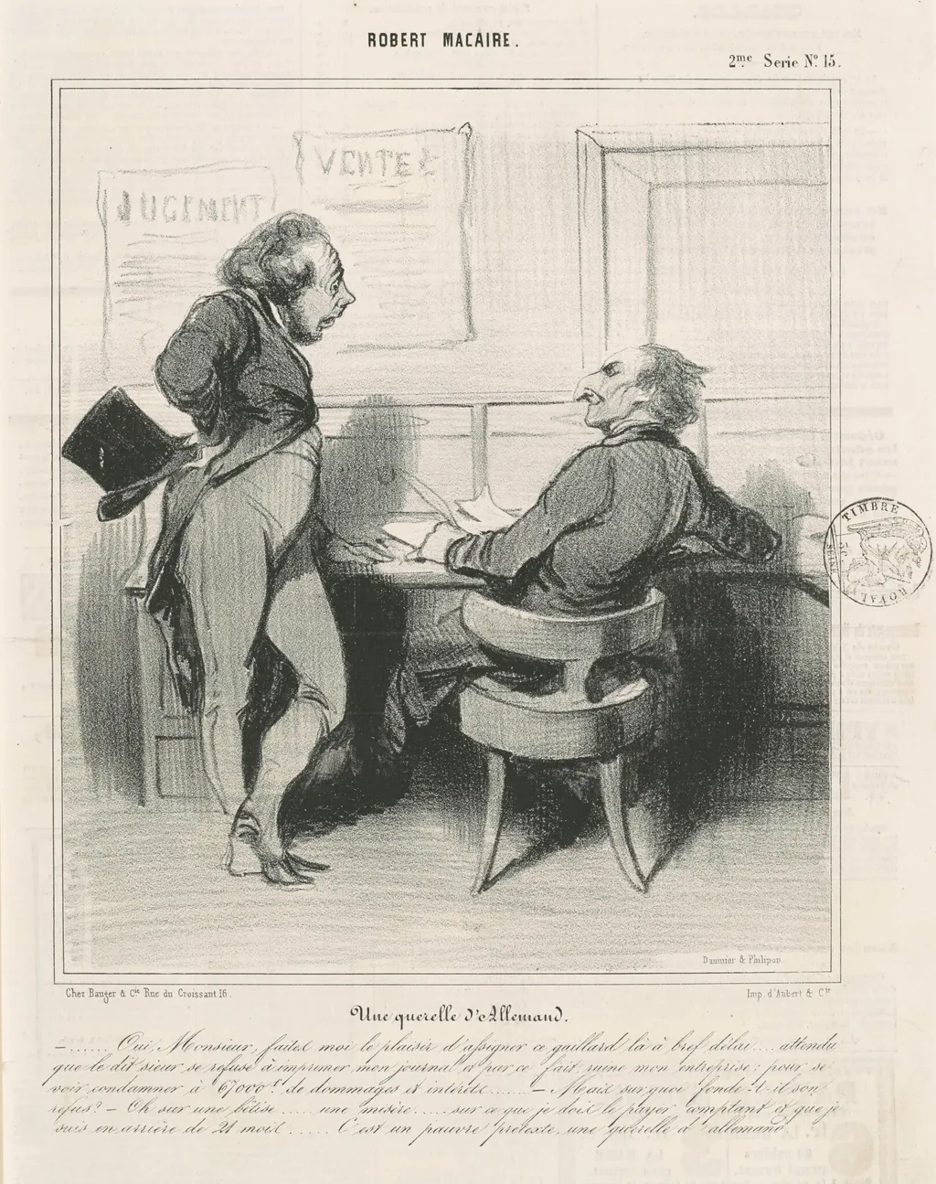 Une querelle d'allemand, by Honoré Daumier, ink, 1841