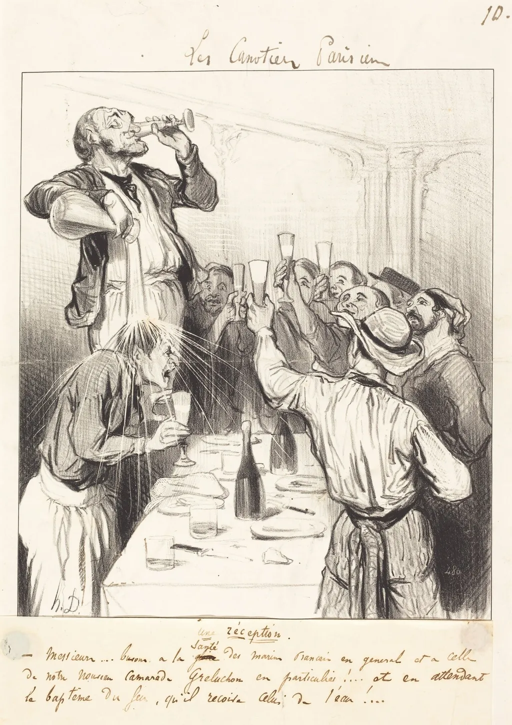 Une Réception, by Honoré Daumier, ink, 1843
