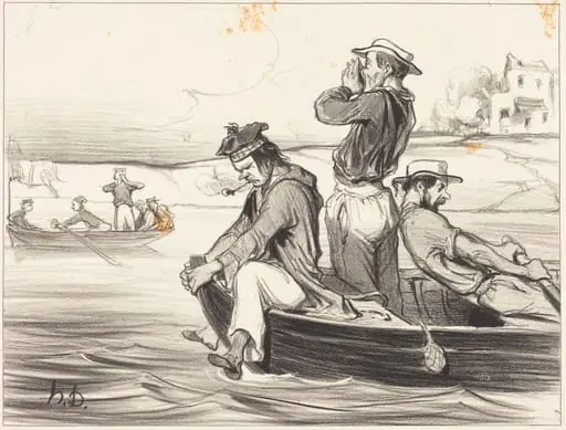 Une Rencontre en pleine eau, by Honoré Daumier