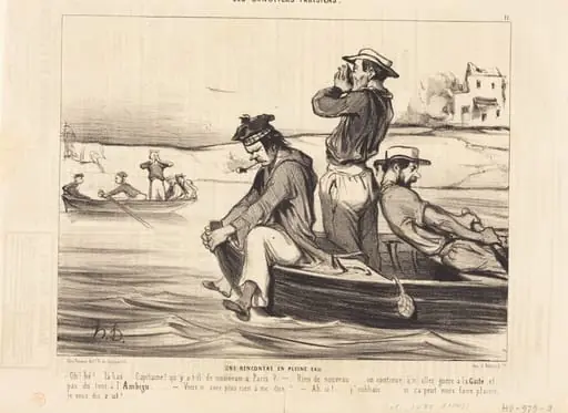 Une Rencontre en pleine eau, by Honoré Daumier