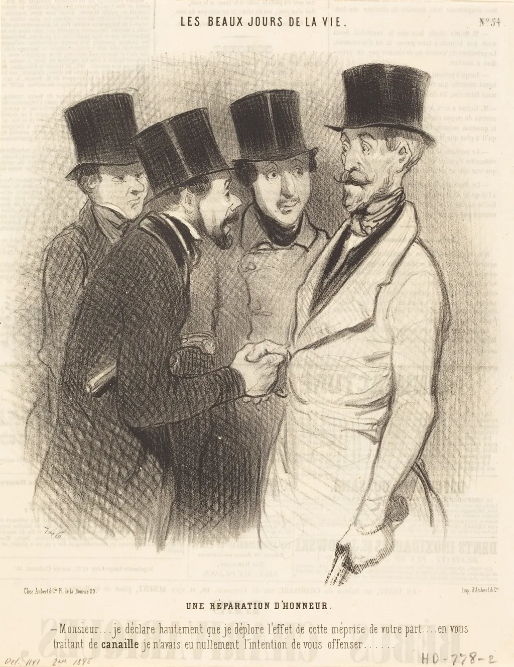Une Réparation d'honneur, by Honoré Daumier, ink, 1845