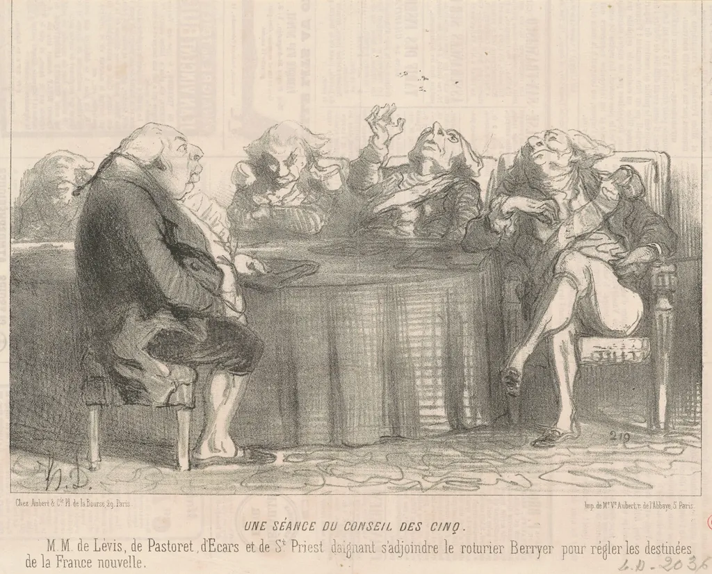 Une séance du conseil des cinq, by Honoré Daumier, ink, 1850