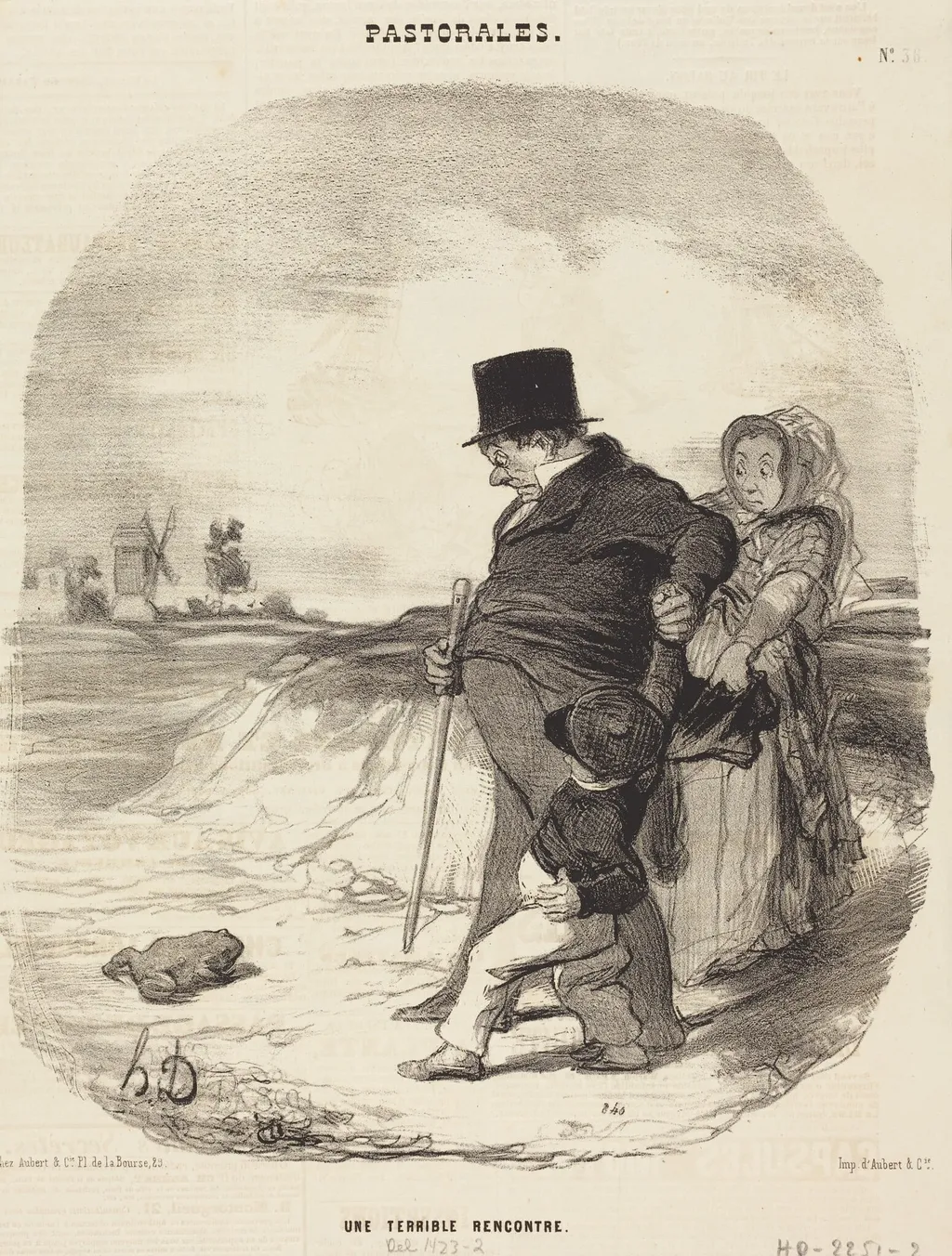 Une Terrible rencontre, by Honoré Daumier, ink, 1845
