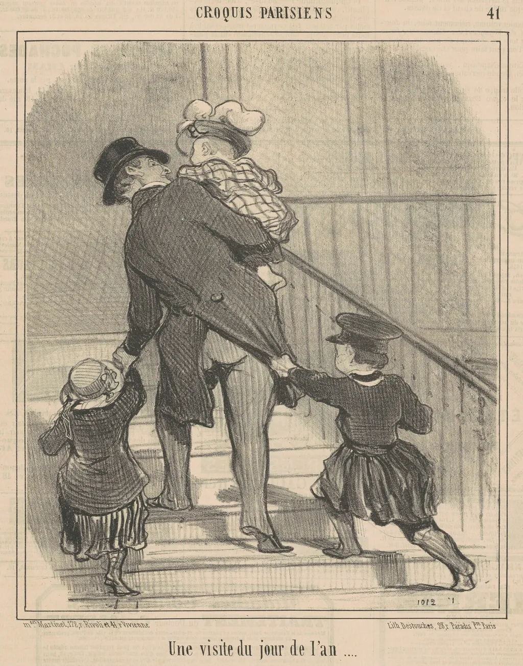 Une visite du jour de l'an, by Honoré Daumier, ink, 1857