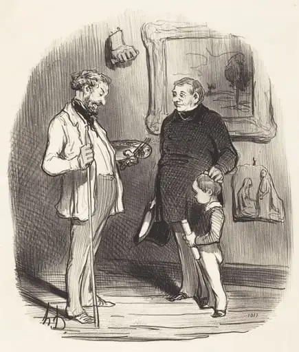 V'la mon petit... s'il n'a pas assez de moyens..., by Honoré Daumier