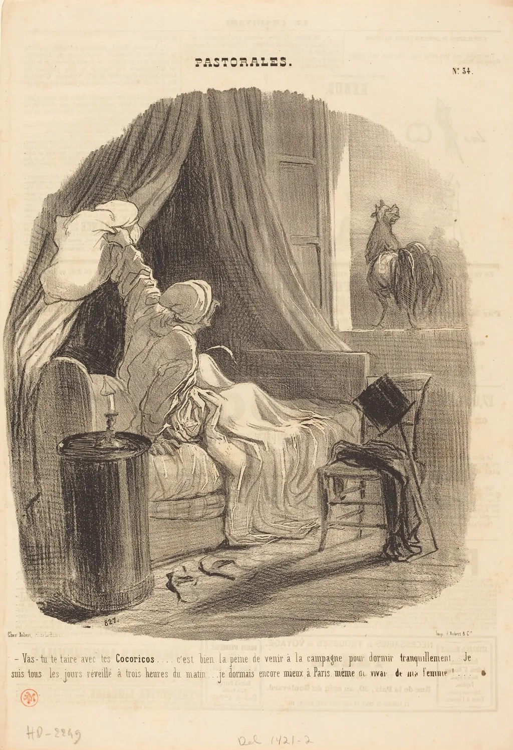 Vas-tu te taire avec tes Cocoricos..., by Honoré Daumier, ink, 1845