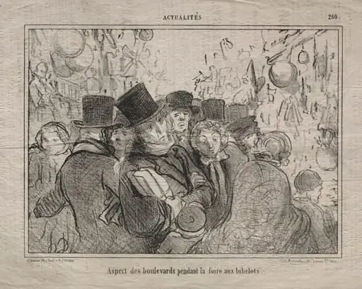 View of boulevards during a market for trinkets, by Honoré Daumier