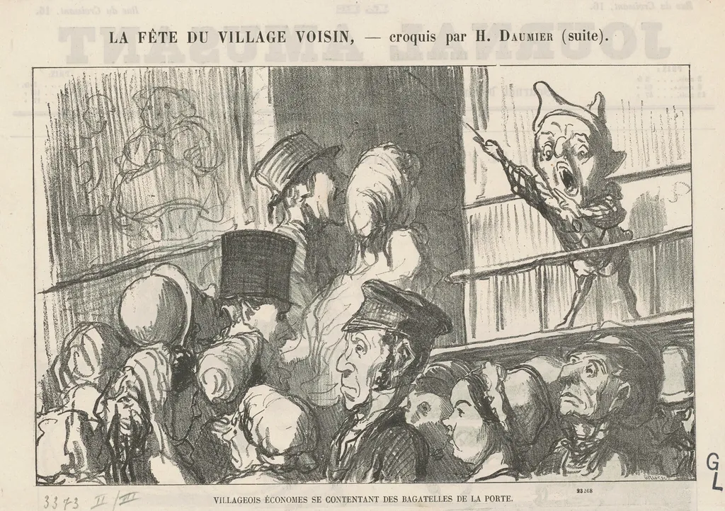 Villageois économes se contentant ... (recto); A la campagne, pas de grèves de cochers ... (verso), by Honoré Daumier, ink, 1865