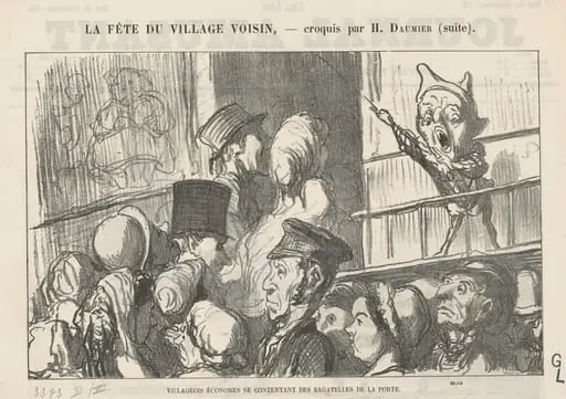 Villageois économes se contentant ... (recto); A la campagne, pas de grèves de cochers ... (verso), by Honoré Daumier