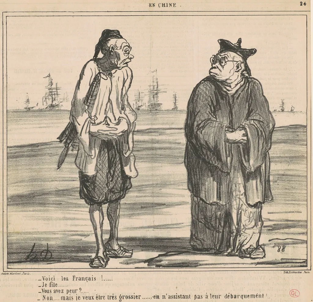 Voici les français! ... je fille ..., by Honoré Daumier, ink, 1860