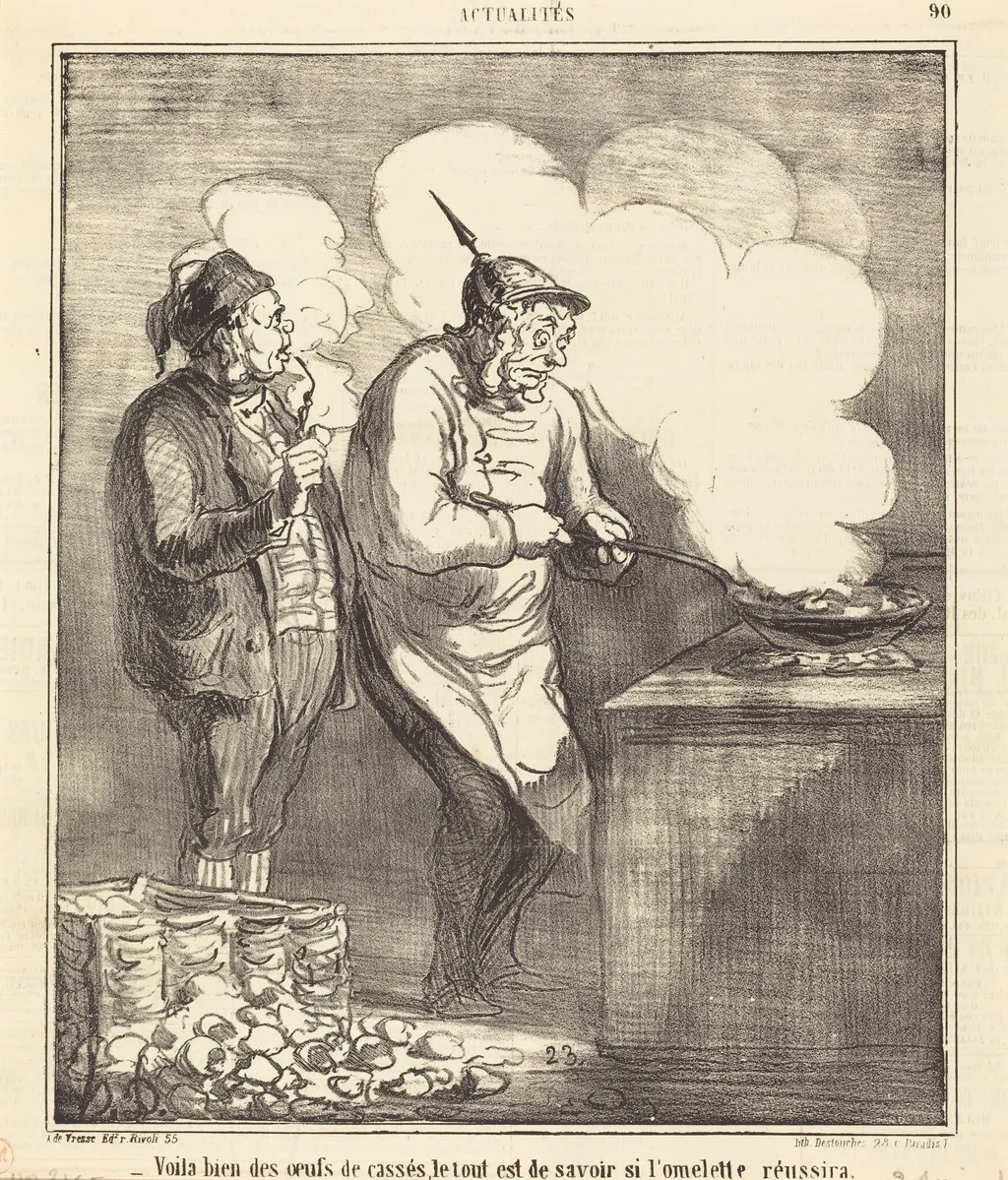 Voila bien des oeufs de cassés..., by Honoré Daumier, ink, 1866
