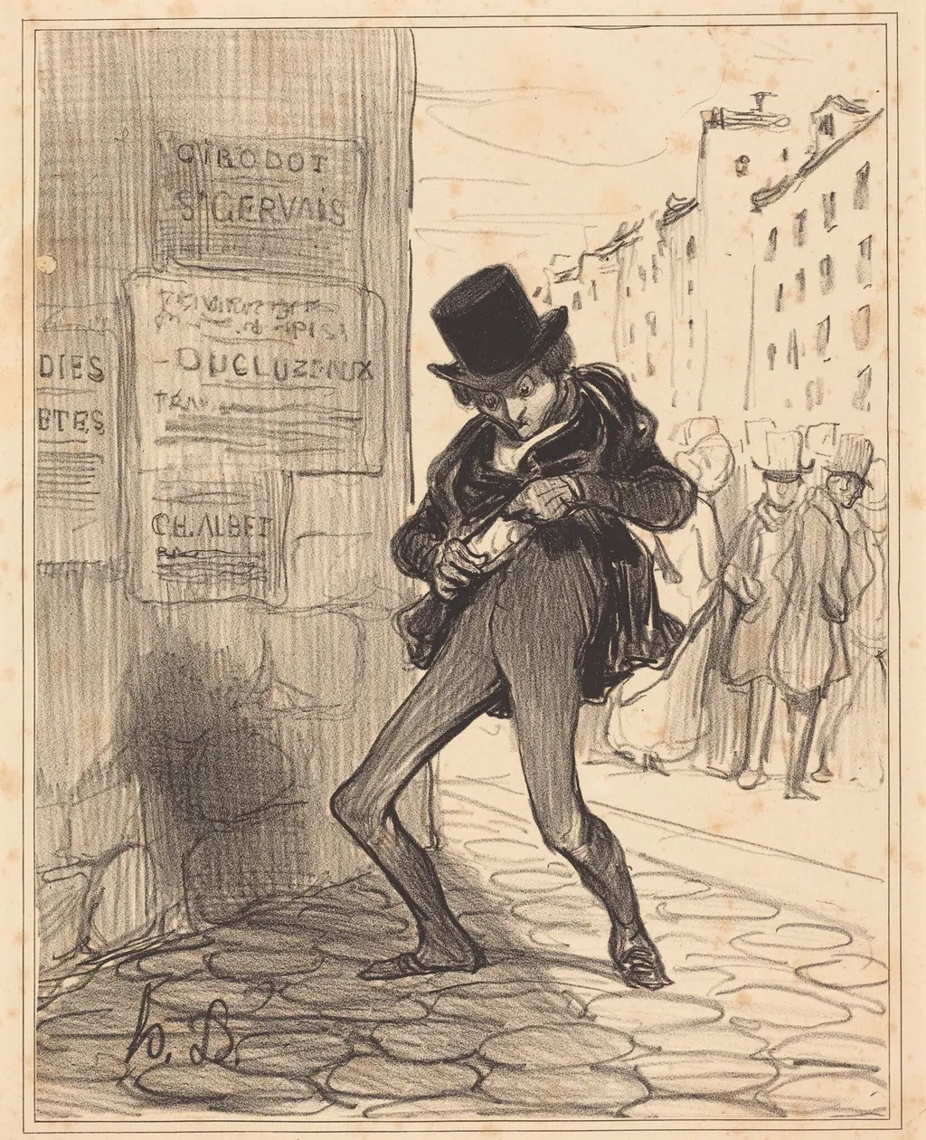 Volé!... Rue vide-gousset..., by Honoré Daumier, ink, 1839