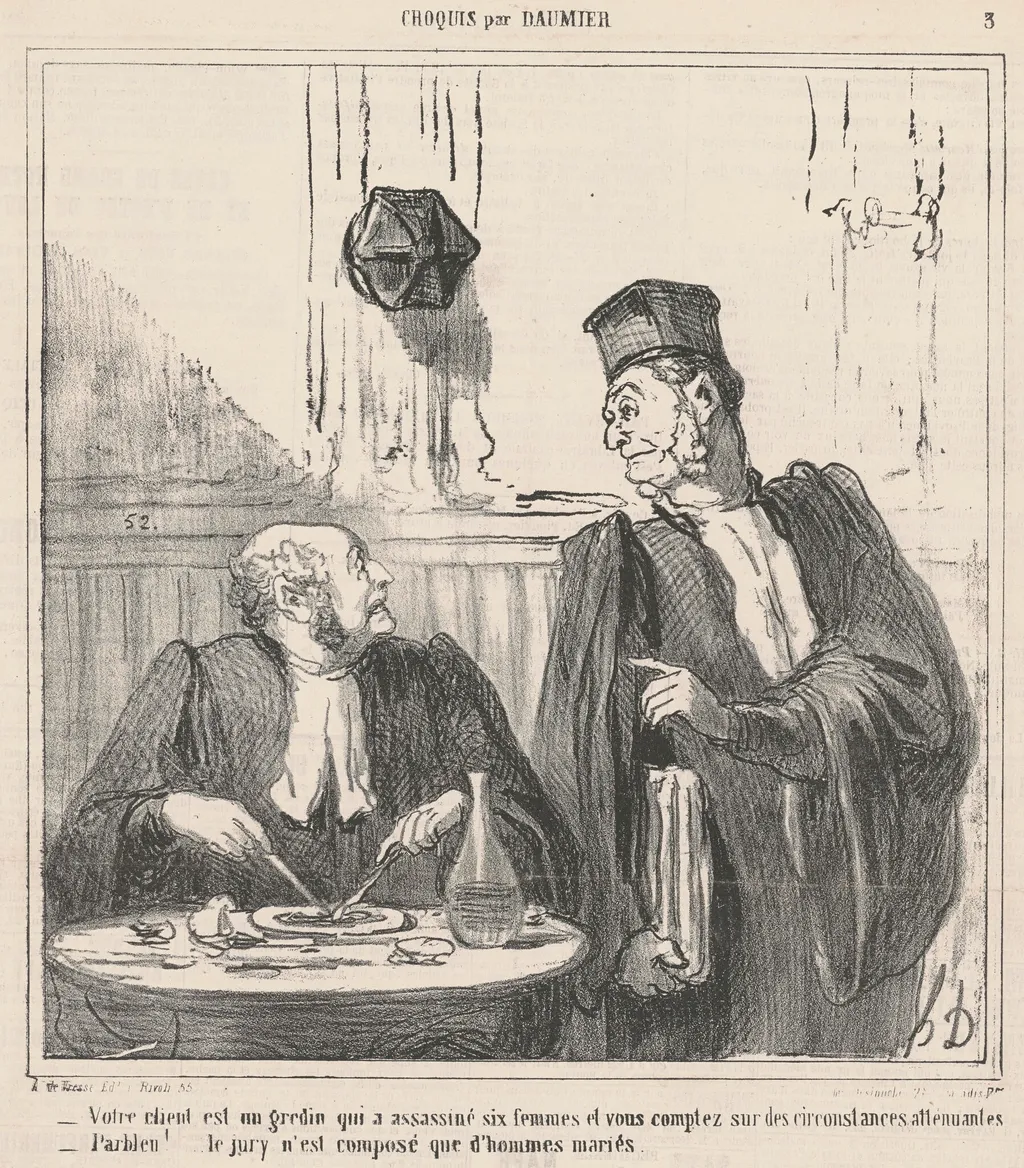 Votre client est un gredin ..., by Honoré Daumier, ink, 1865