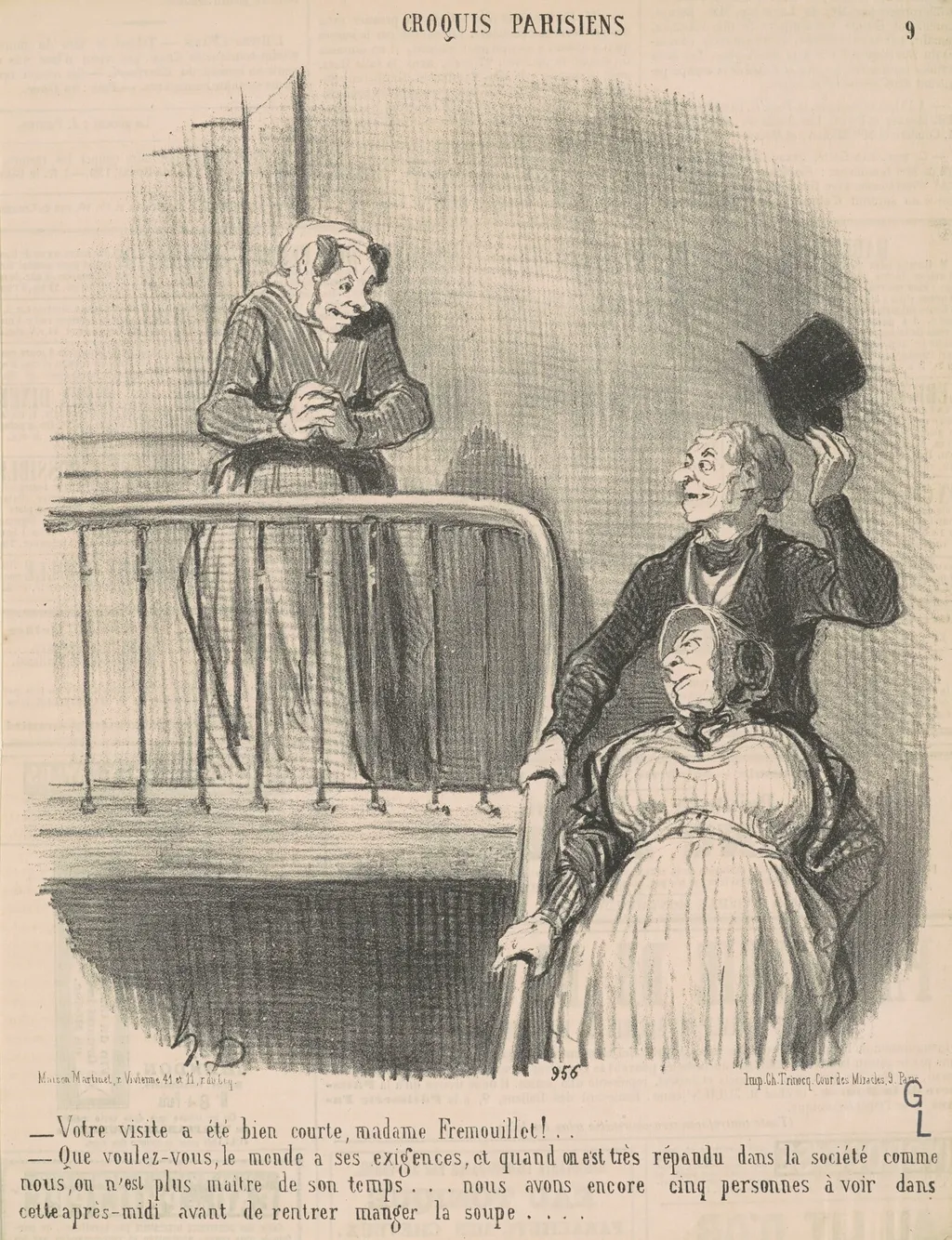 Votre visite a été bien courte ..., by Honoré Daumier, ink, 1853