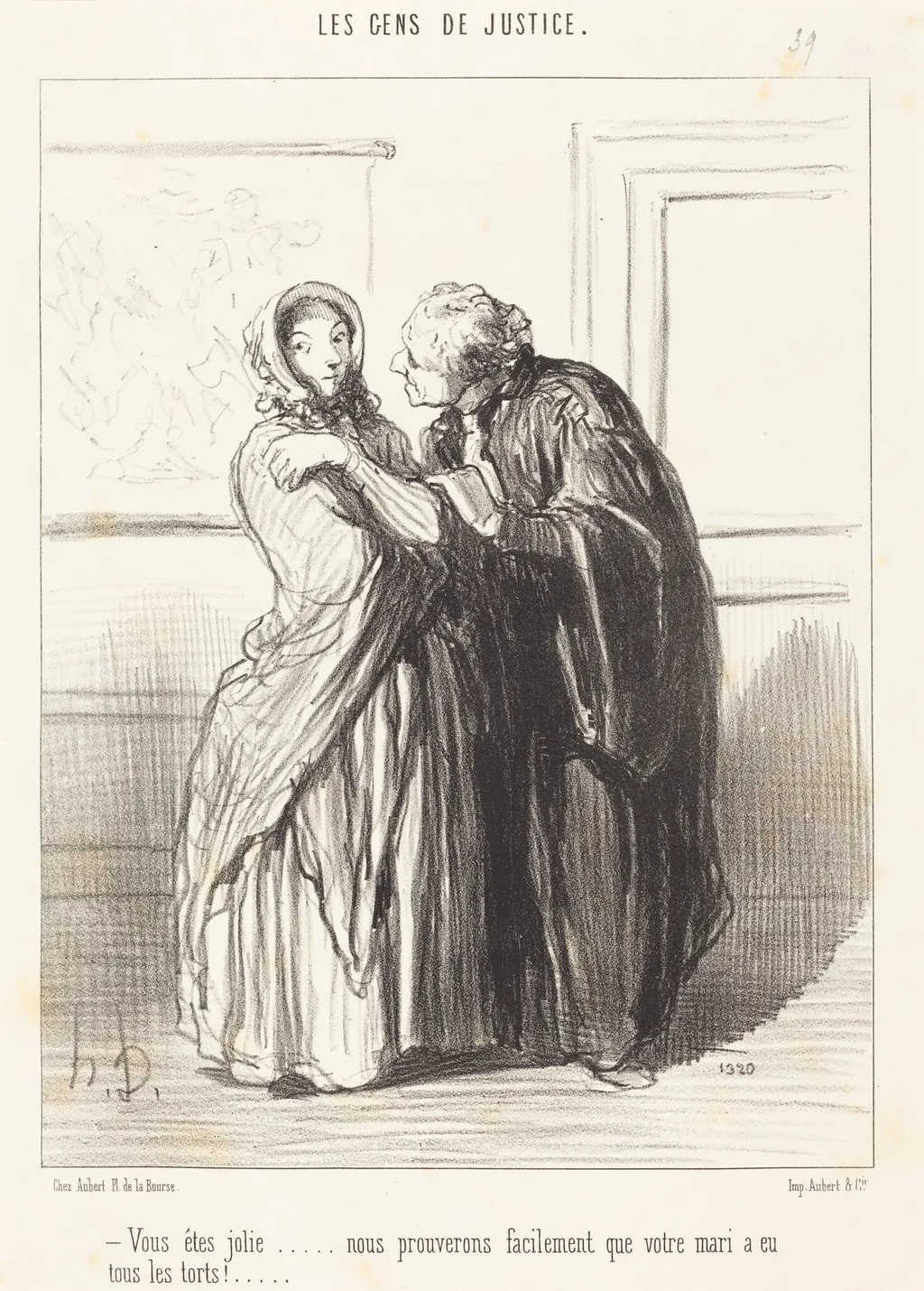 Vous êtes jolie..., by Honoré Daumier, ink, 1848