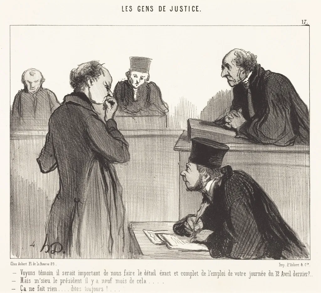 Voyons témoin il serait important de..., by Honoré Daumier, ink, 1846